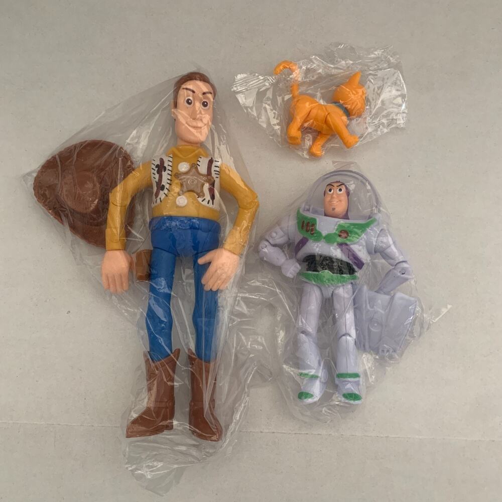 Disney Pixar Toy Story Action Figures Lot of 3 Woody Buzz Lightyear Cat